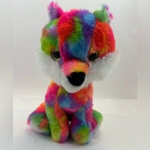 Colorful Plush Wolf NWOT